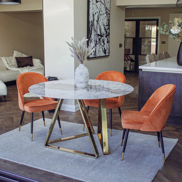 Luxury Bjorn Rust Orange Velvet Dining Chairs Scandinavian Modern With Gold Tip Legs