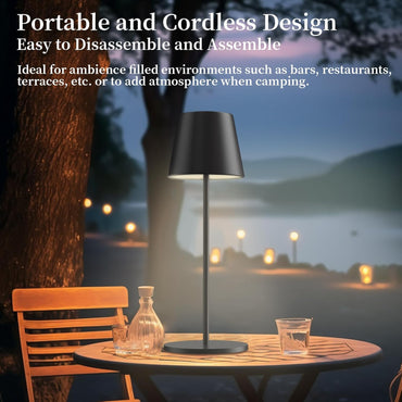 Rechargeable Table Lamp 2 Pack Dimmable 3000K Cordless Black Trayvespace