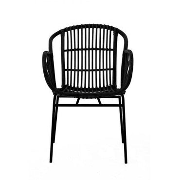 Lagom Black Natural Rattan Chair With Raised Sides