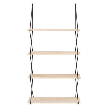 Brixton Black and Natural Wooden 4 Tier Wall Shelf