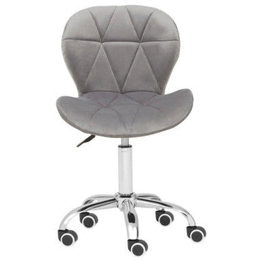 Grey Velvet Quilted Home Office Chair | Franki