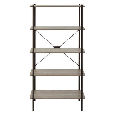 Bradbury Grey Oak Veneer 5 Tier Shelf Unit with Metal Frame