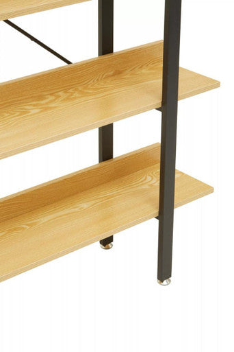 Laxton Light Oak Effect 5 Tier Large Shelf Unit with Black Finish Frame