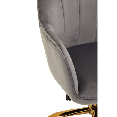 Grey Velvet and Gold Base Home Office Chair | Brent