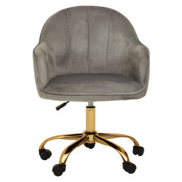 Grey Velvet and Gold Home Office Chair | Brent