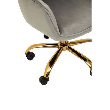 Grey Velvet and Gold Home Office Chair | Brent