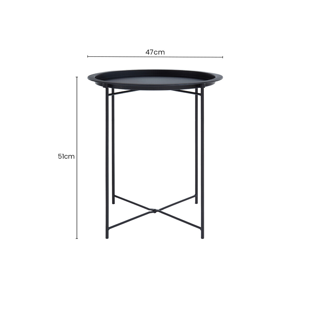 Acero Black Metal Round Side Table with Cross Base