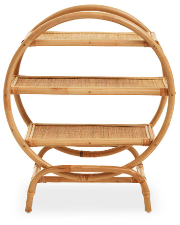 Three Tier Natural Rattan Round Shelf Unit | Mataram