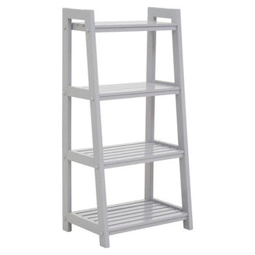 Chester Grey Tropical Hevea Wood 4 Tier Ladder Shelf Unit
