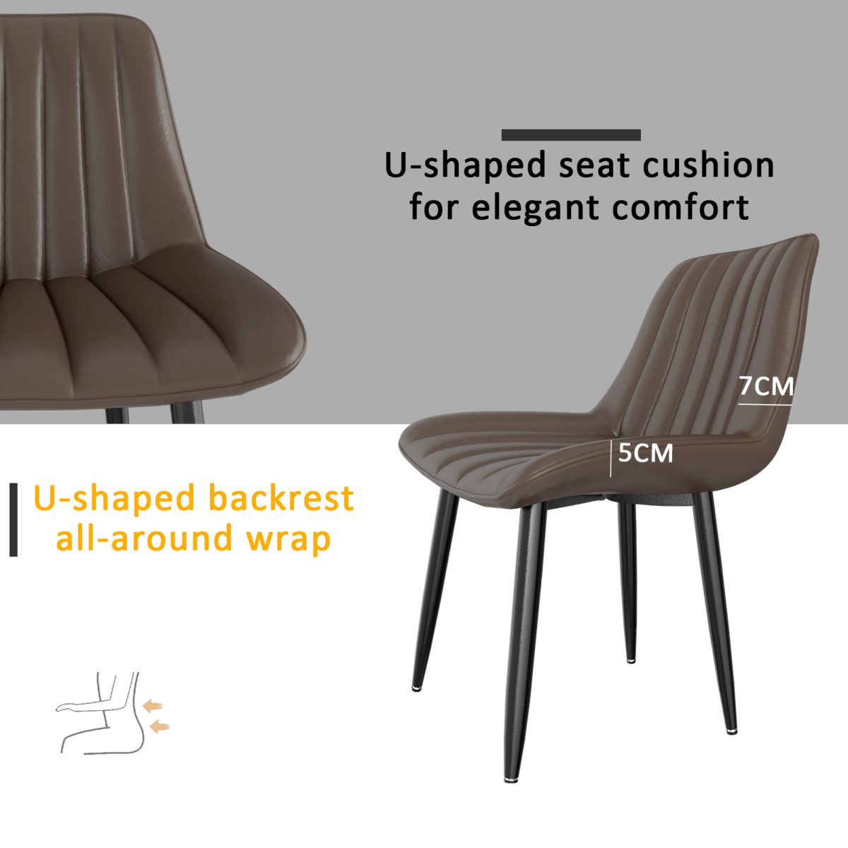 Dining Chairs, Modern Kitchen Chair, Scandinavian Faux Leather Chair with High Back for Living Room Kitchen