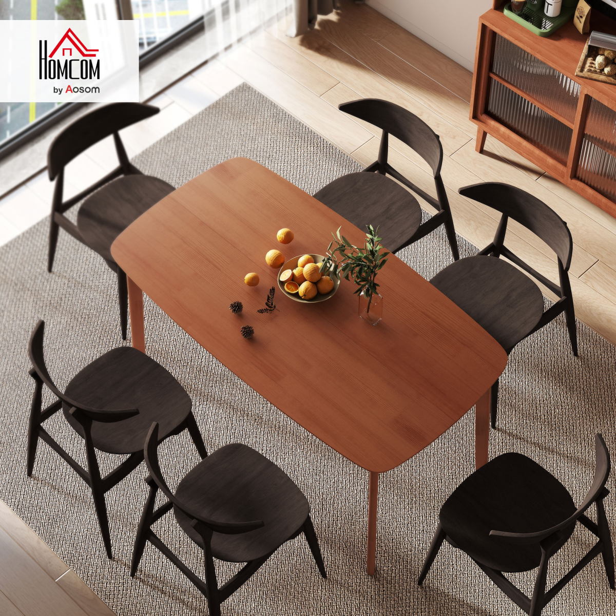 Aurora 150 cm Rectangular Dining Table with Solid Wood Frame, Light Brown