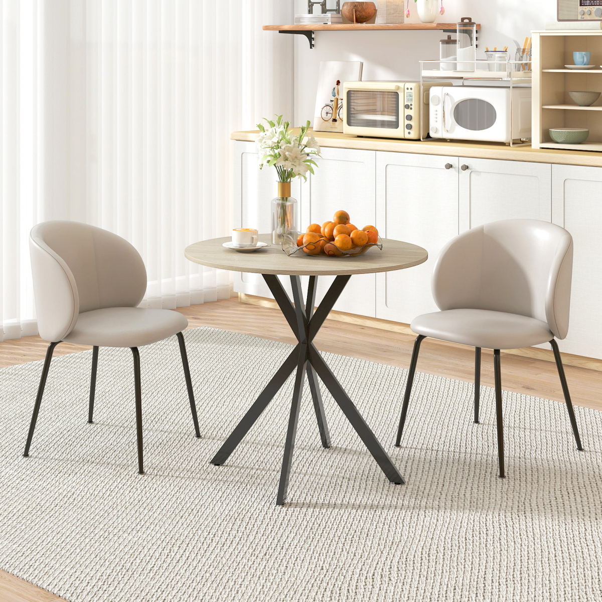 Aurora 80cm Round Dining Table, Industrial Kitchen Table with Steel Legs
