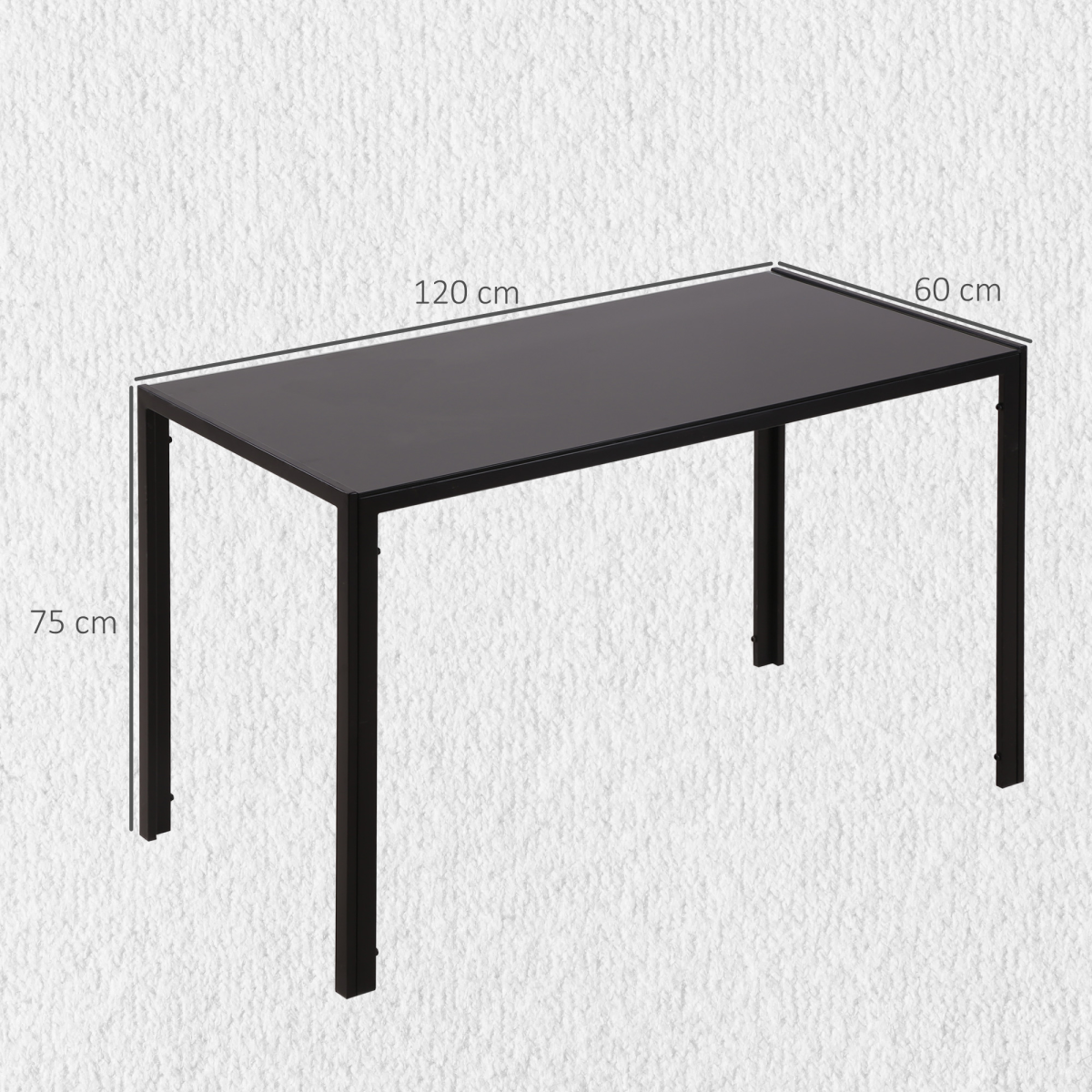 Modern Rectangular 4 Seater Dining Table with Tempered Glass Top