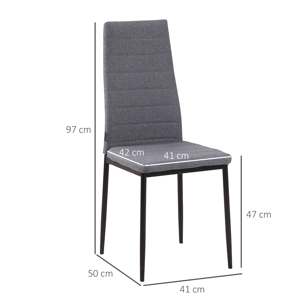High Back Dining Chairs Upholstered Linen-Touch Fabric Accent Chairs Set of 4