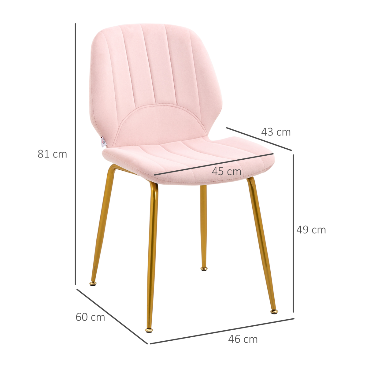Aurora Modern Dining Chairs Set of 2 with Padded Seat and Steel Legs, Pink
