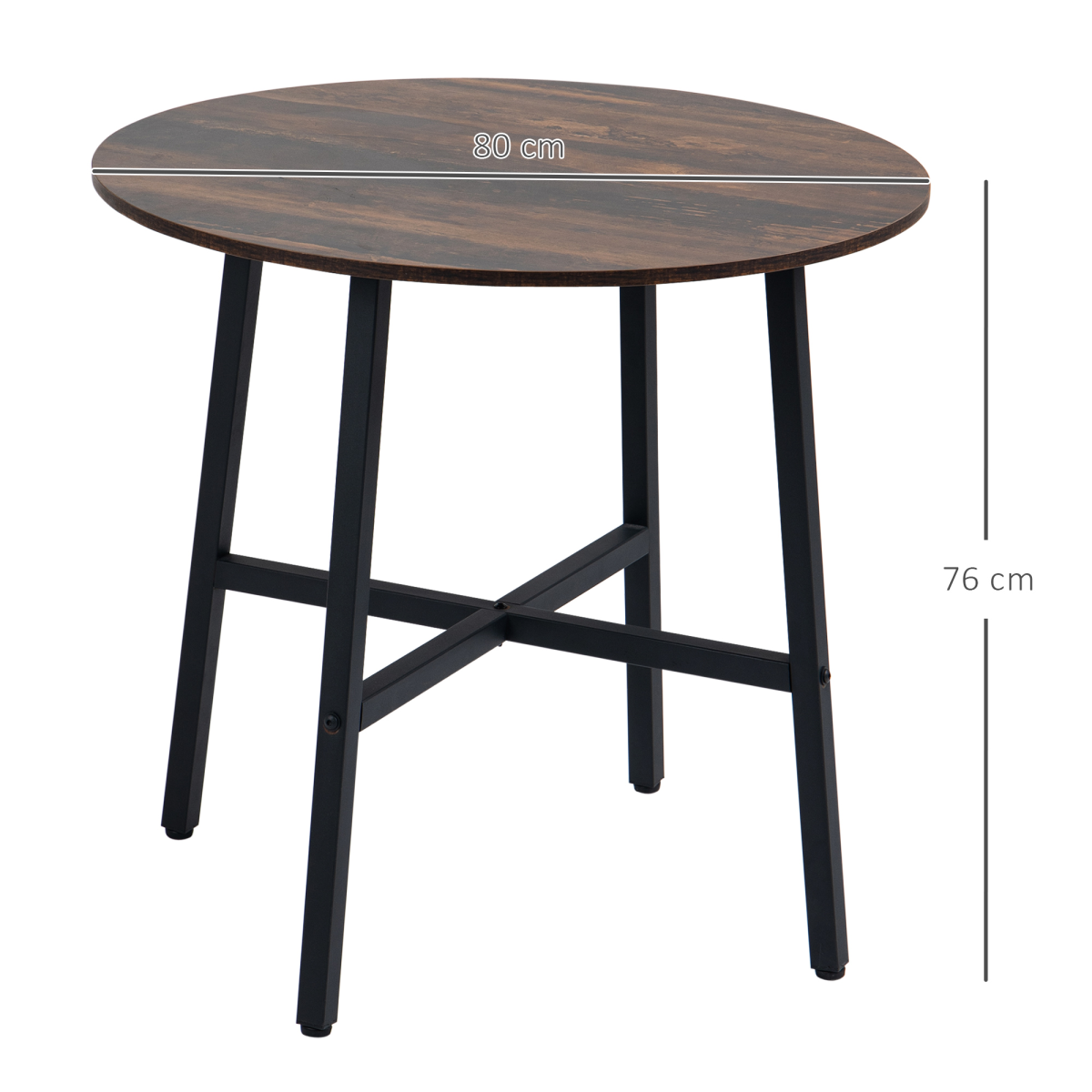 80cm Round Kitchen Table, Dining Table for Small Spaces, Steel Leg