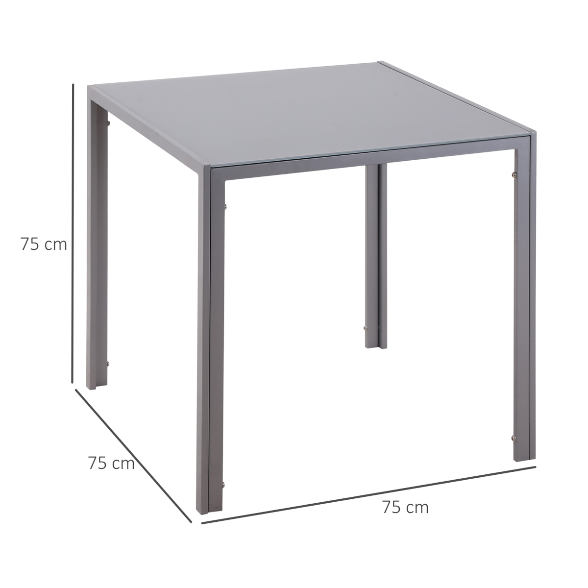 Modern Square Dining Table with Tempered Glass Top & Metal Legs