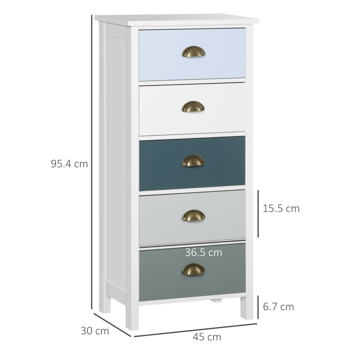 Chest of Drawers, 5-Drawer Dresser with Metal Handle