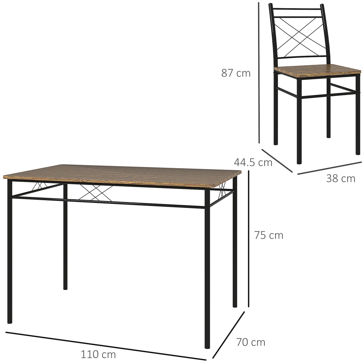 Aurora 5 Piece Dining Table and Chairs Set, Space Saving, Oak