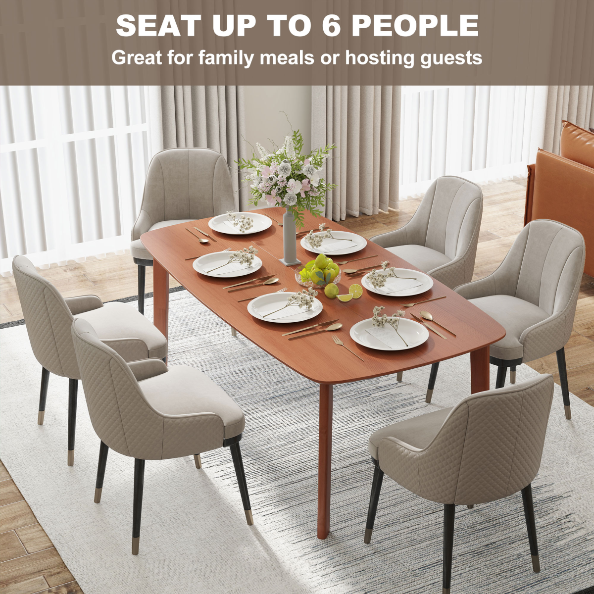 Aurora 150 cm Rectangular Dining Table with Solid Wood Frame, Light Brown