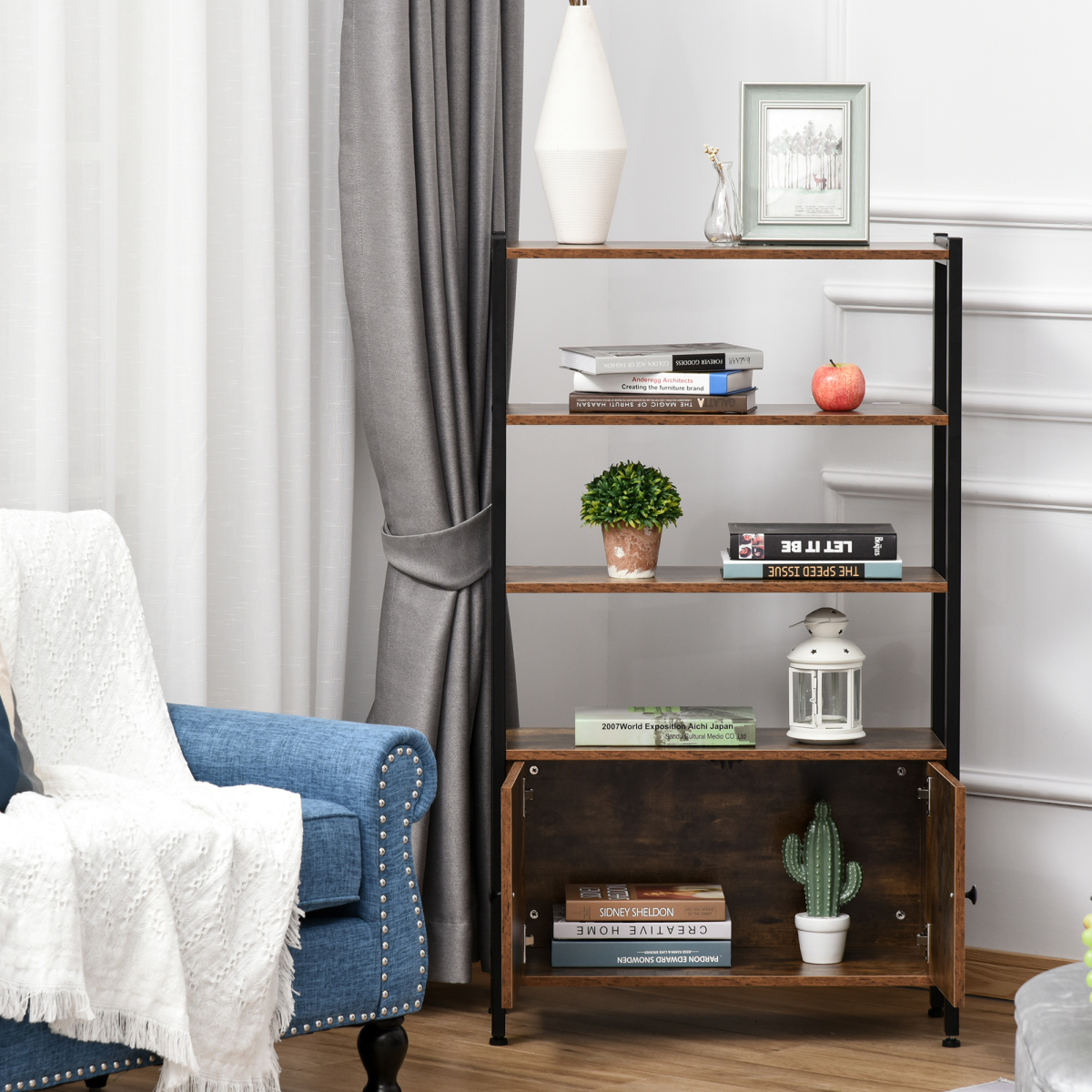 Multifunctional Bookshelf Storage Cabinet Bookcase Shelves & Cupboard