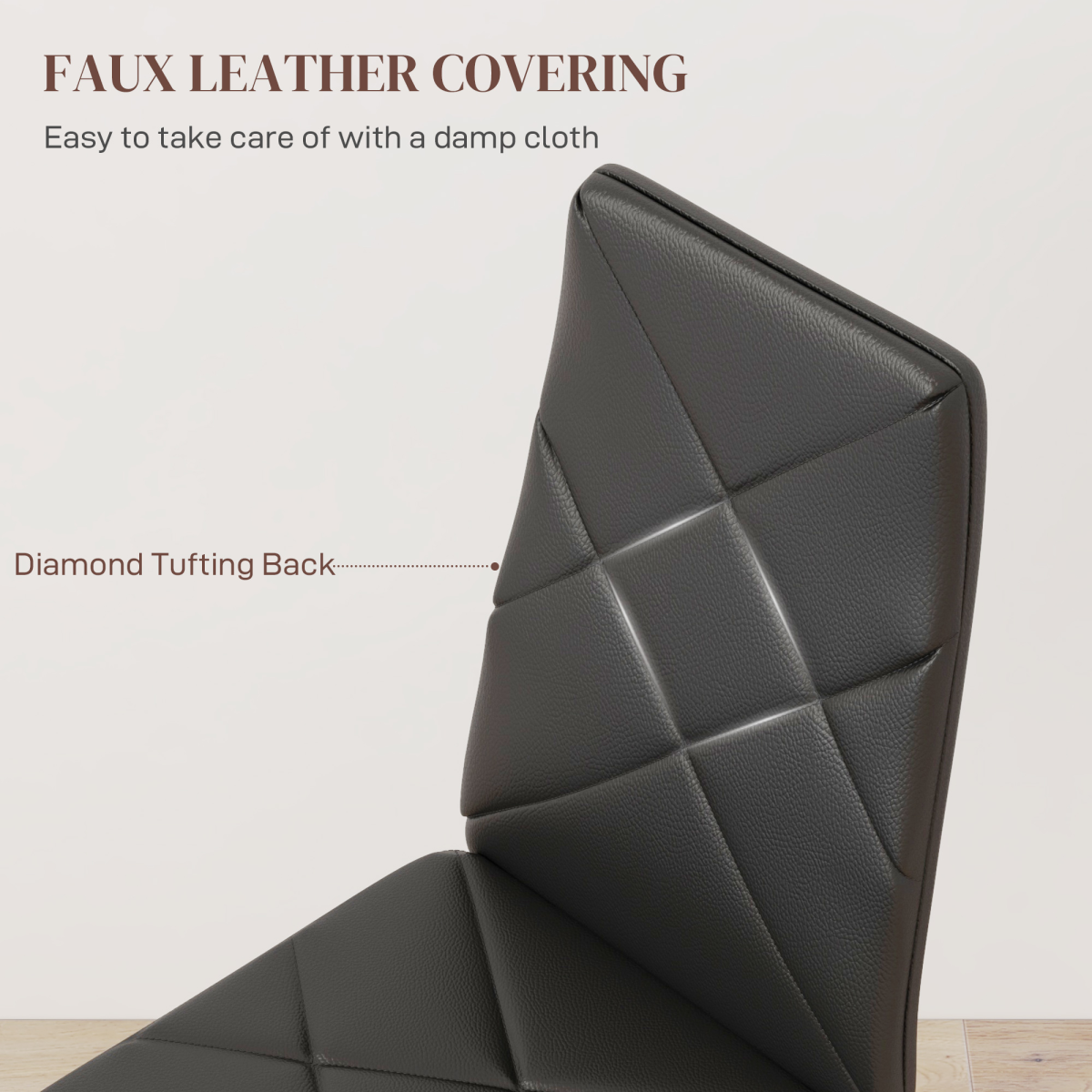 Aurora 6-Pieces Dining Chairs, Faux Leather Kitchen Chairs, Black