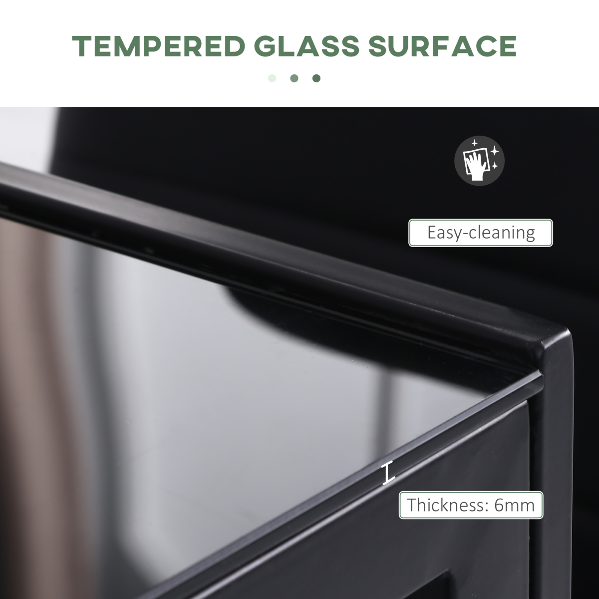 Modern Rectangular 4 Seater Dining Table with Tempered Glass Top