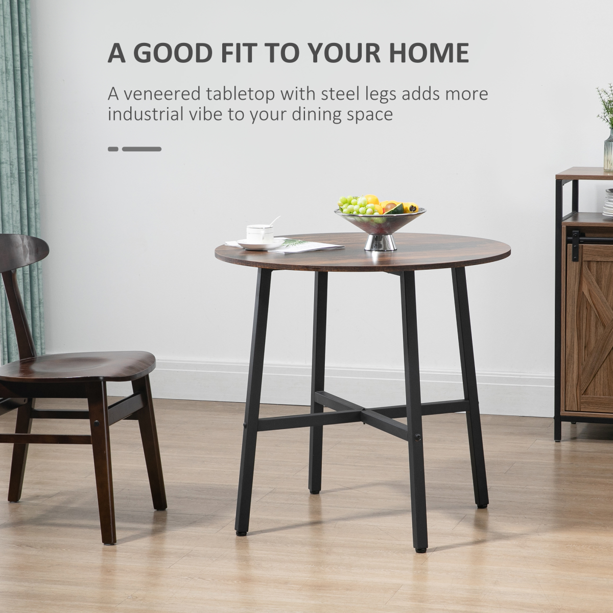 80cm Round Kitchen Table, Dining Table for Small Spaces, Steel Leg