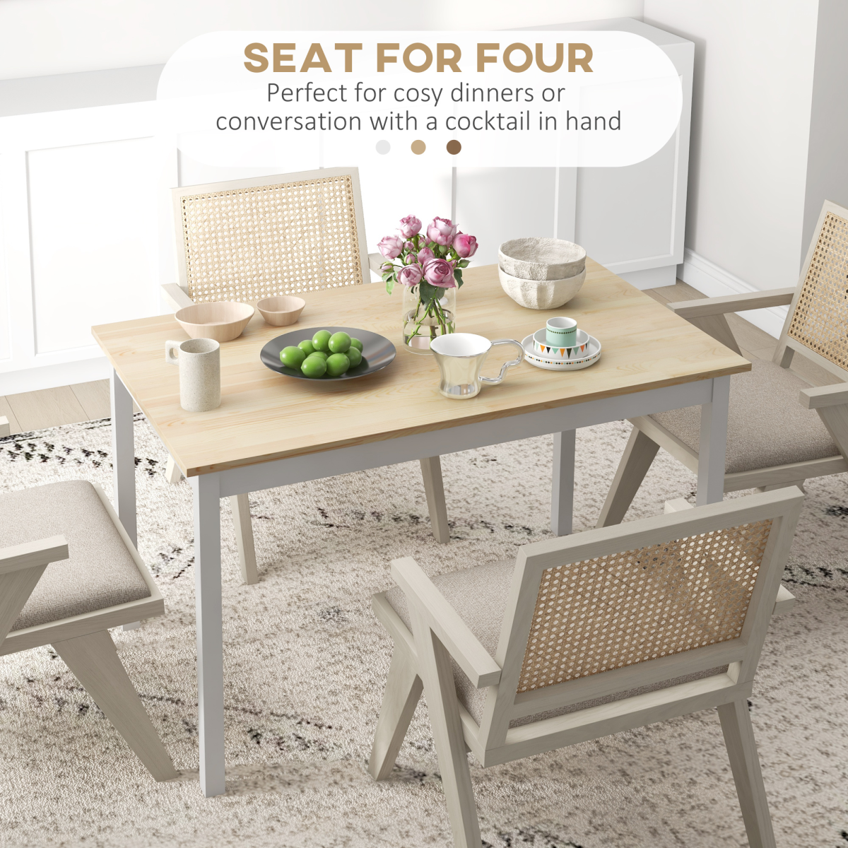 Aurora Dining Table Farmhouse Kitchen Table w/ Wood Frame for Dining Room