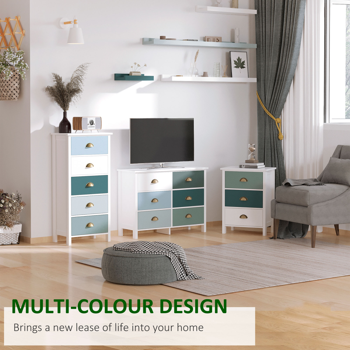 Chest of Drawers, 5-Drawer Dresser with Metal Handle