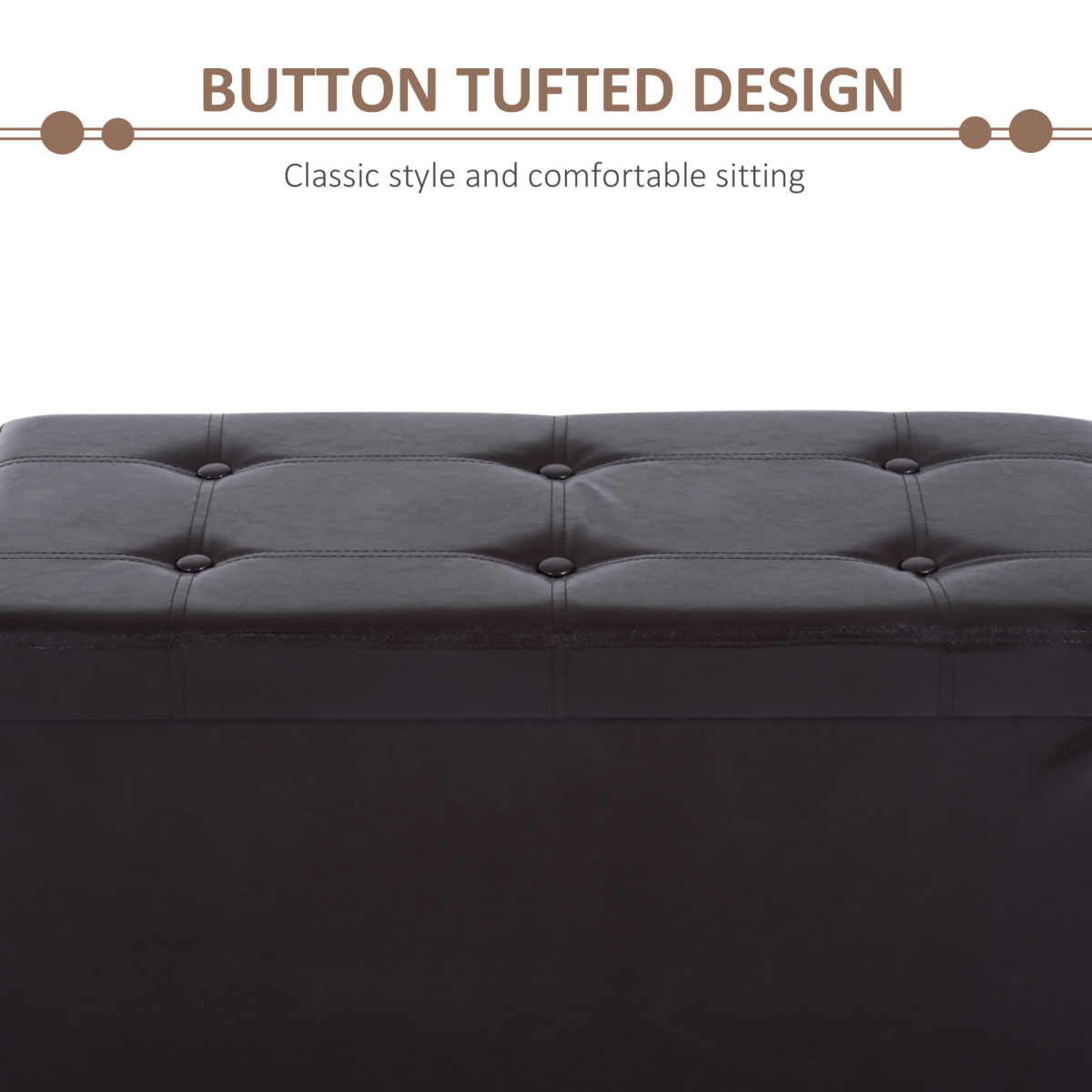 Folding Faux Leather Storage Cube Ottoman Bench Seat Brown