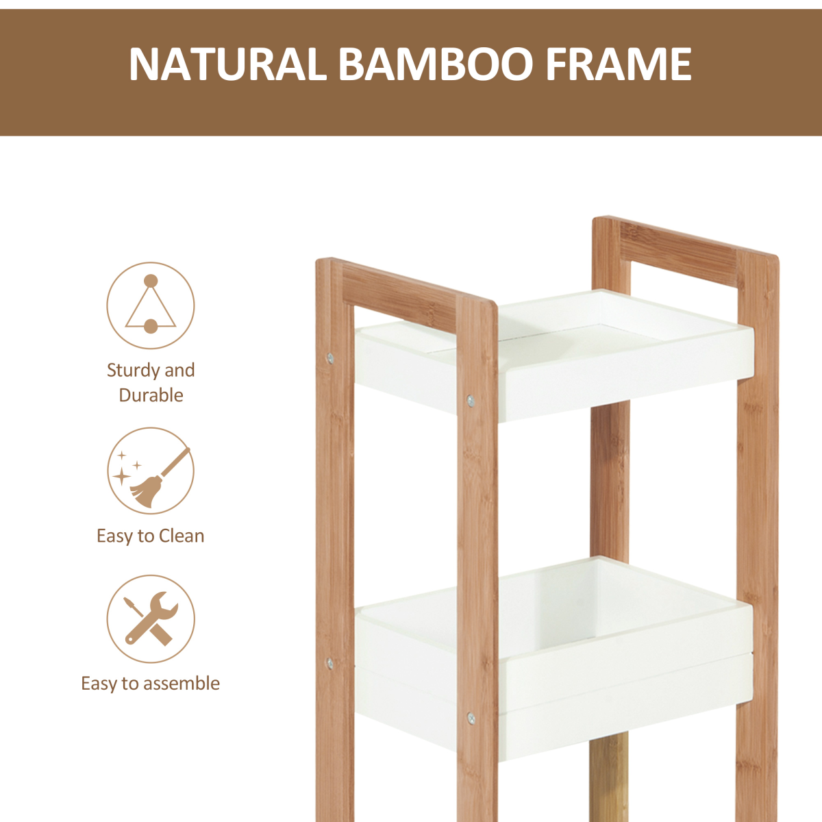 Bathroom Shelves, 3-Tier-Bamboo