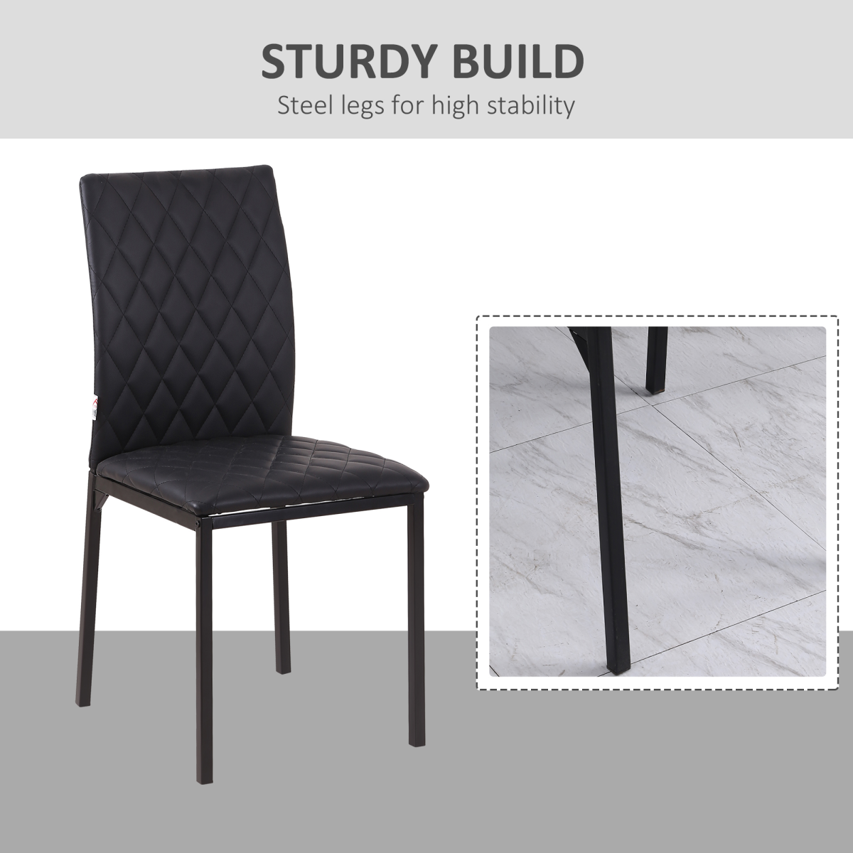 Modern Dining Chairs Faux Leather Accent Chairs for Kitchen, Set of 4, Black