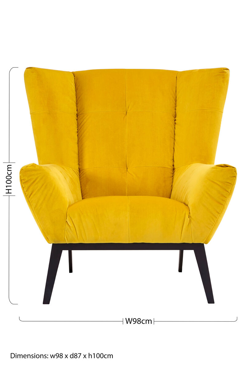 Maiko Yellow Fabric Armchair with Stitched Detail