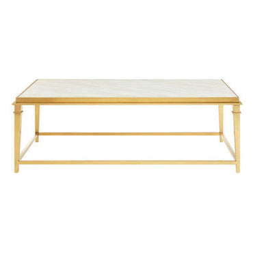Alvaro Gold Stainless Steel Coffee Table with White Marble Top