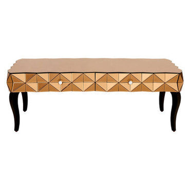 Geometric Coffee Table with 3D Glass Detail with Black and Copper Finish | Soho