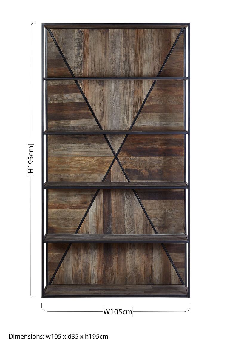 5 Tier Recycled Elm Wood Shelf Unit | Midas