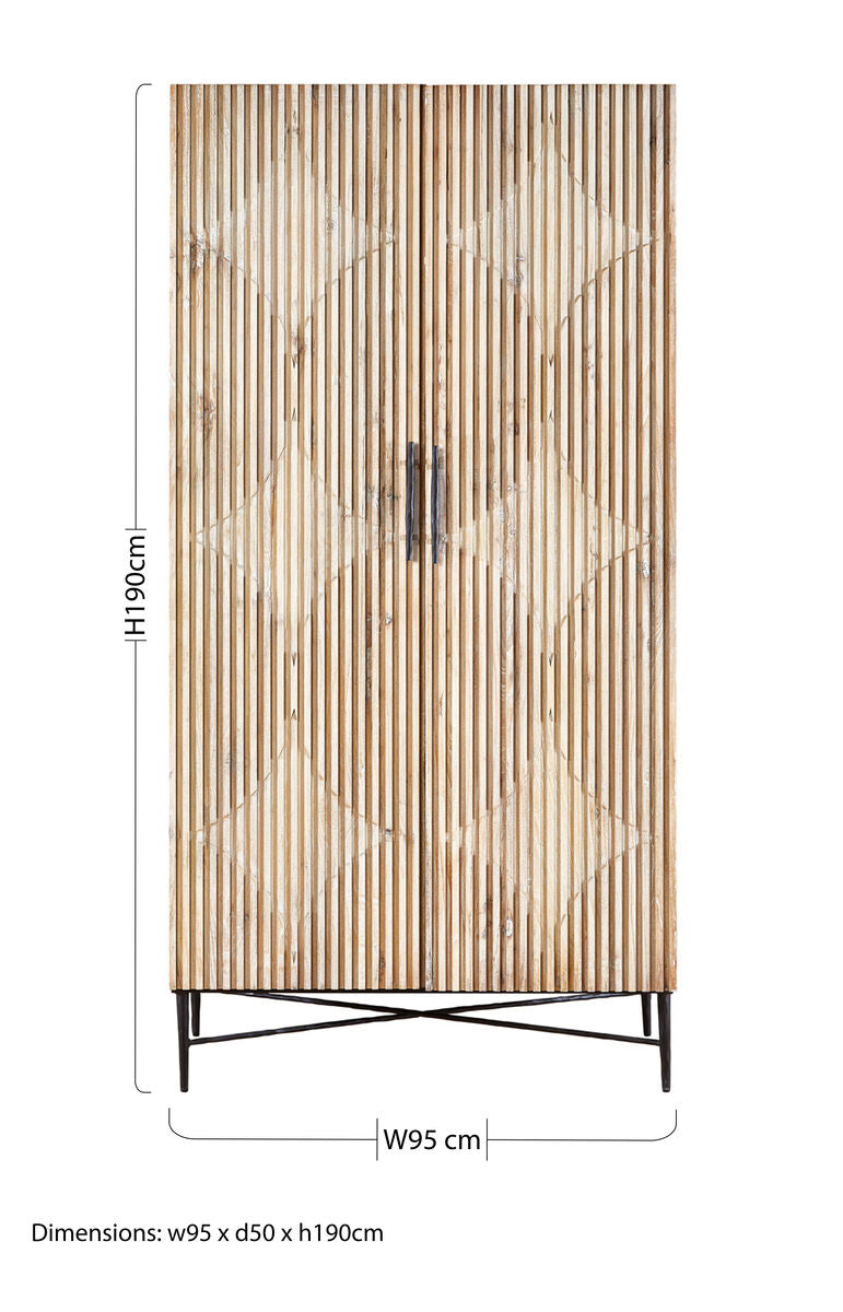Grey Wash Elm Wood Wardrobe | Kyra