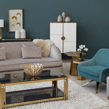 Oak Wood and Brushed Gold Cabinet | Modica