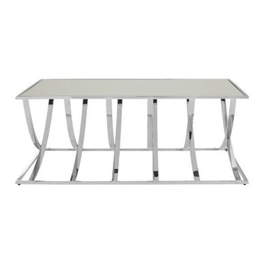 Silver Rectangular Coffee Table with Mirrored Top | Reena