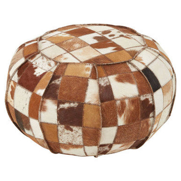 Buffalo Brown Leather Patchwork Pouffe