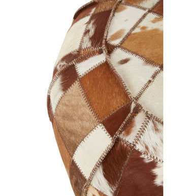 Buffalo Brown Leather Patchwork Pouffe