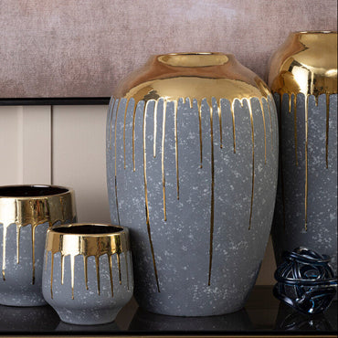 Grey and Gold Small Vase | Cyrus