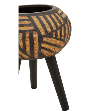 Natural and Black Tapered Planter | Darnell
