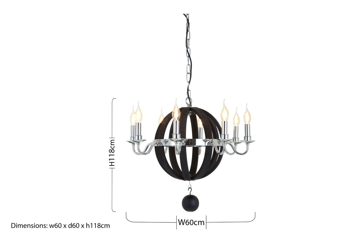 Kensington Townhouse Black 8 Bulb Orb Chandelier