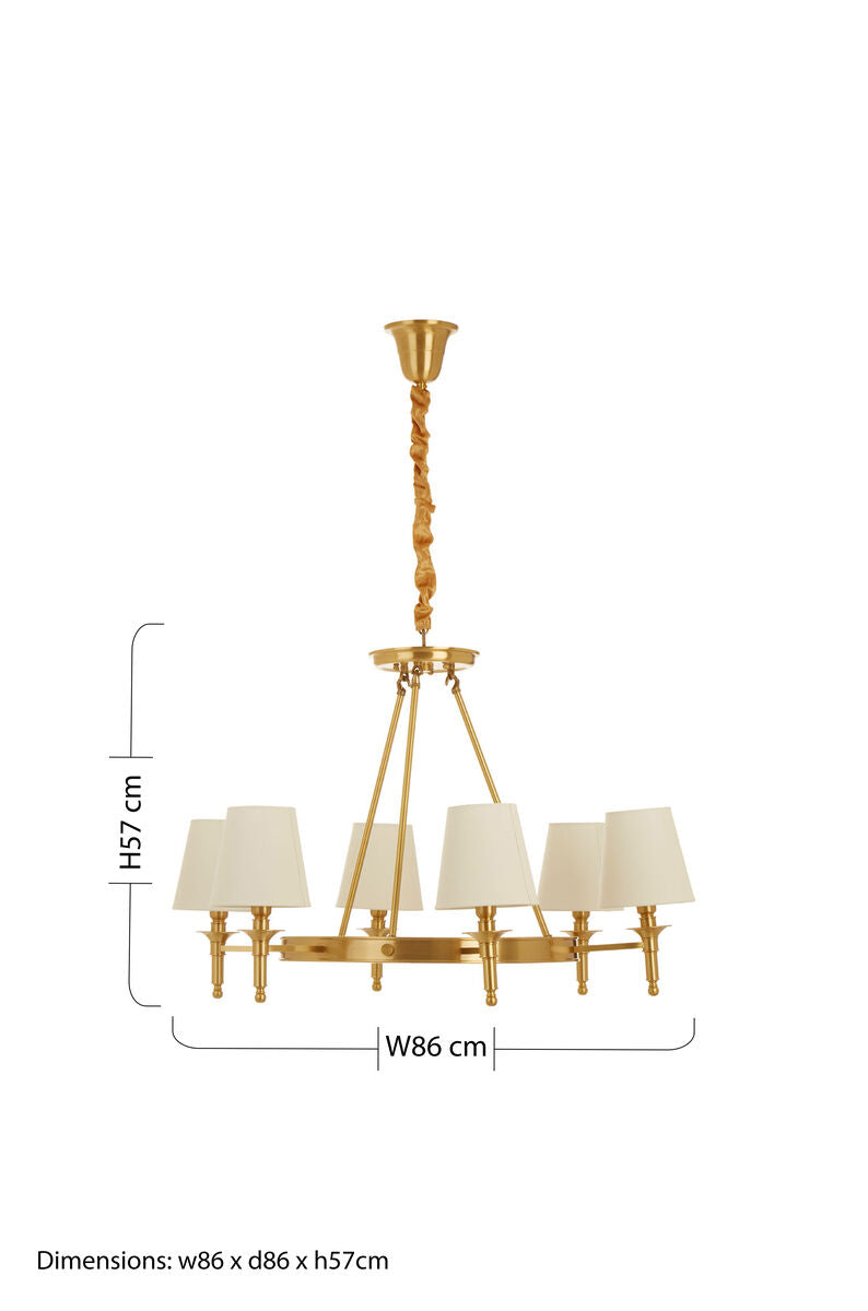 Copper Finish 6 Arm Chandelier | Zina