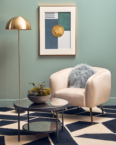 Brushed Brass Floor Lamp with Black Marble Base | Murdoch