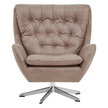 Brown Leather Effect Swivel Chair | Harold