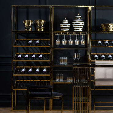Gold Bar Shelf Unit with Glass Rack | Piermount