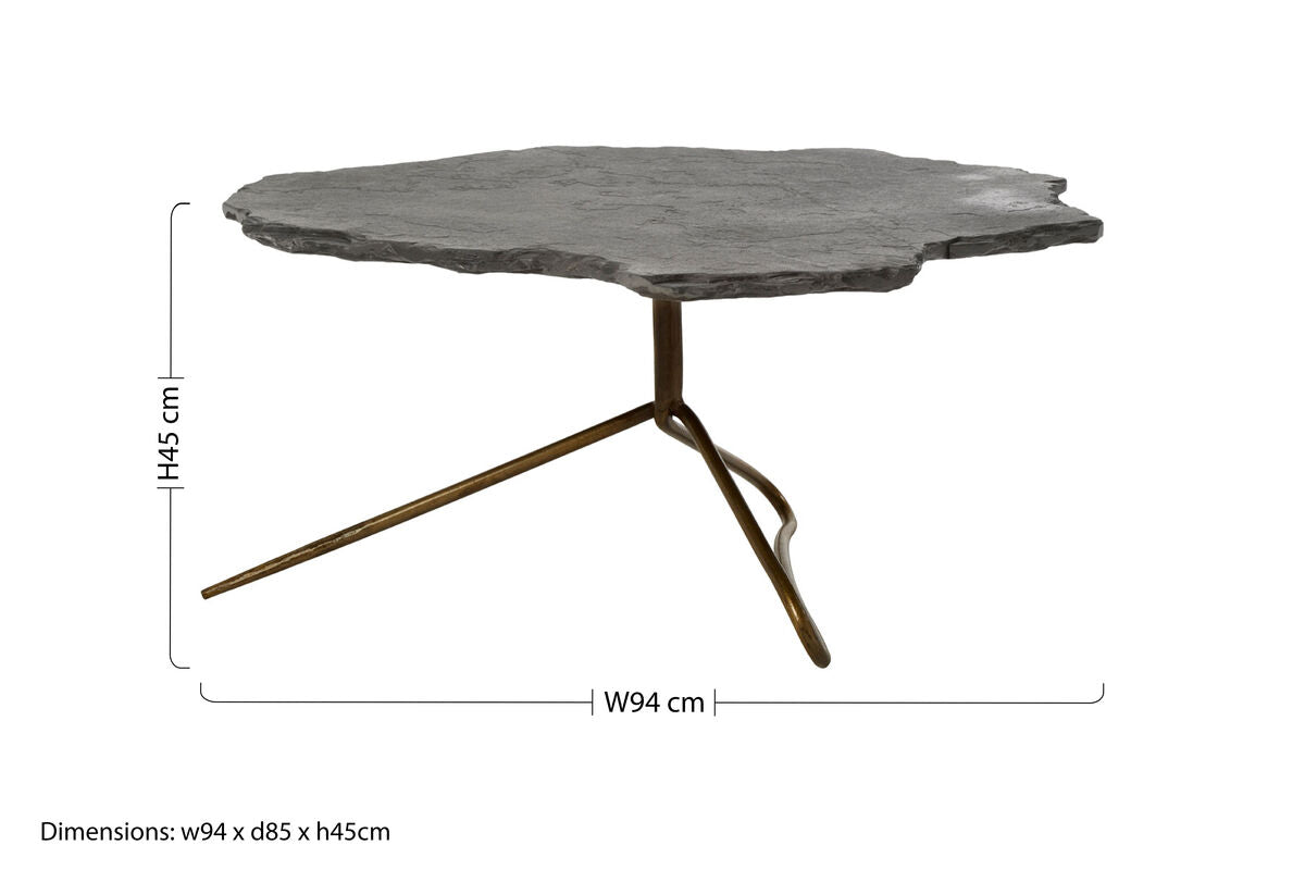Grey Stone Top Coffee Table with Tripod Geometric Base | Rany